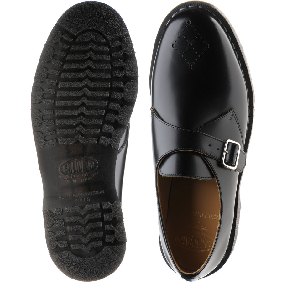 Product image for Wildsmith Model Monk mens rubber-soled monk shoes in black hi shine (second)