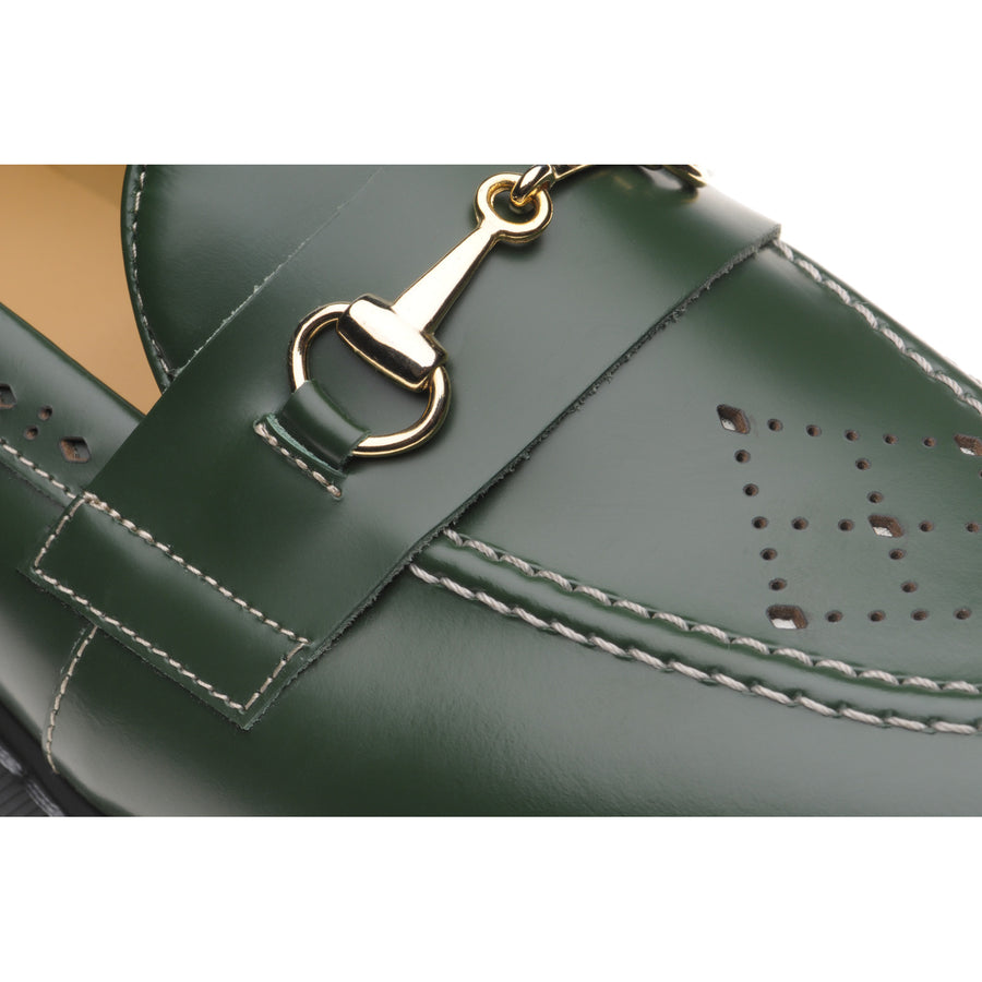 Product image for Wildsmith Model Penny mens rubber-soled loafers in green hi shine (second)